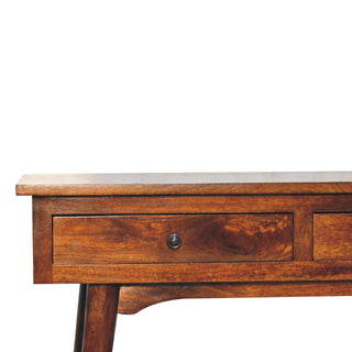 Solid Wood 2 Drawer Console Table, Chestnut Finish