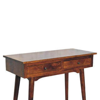 Solid Wood 2 Drawer Console Table, Chestnut Finish