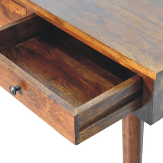 Solid Wood 2 Drawer Console Table, Chestnut Finish