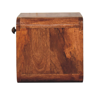 Wall Mounted Solid Mango Wood Bedside Table, Caramel Finish