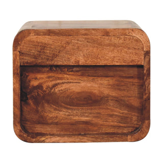 Wall Mounted Solid Mango Wood Bedside Table, Caramel Finish