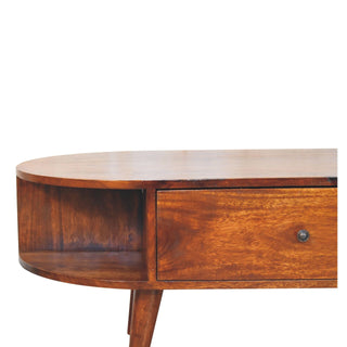 Solid Mango Wood Oval Coffee Table in Chestnut Finish