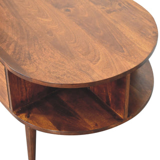 Solid Mango Wood Oval Coffee Table in Chestnut Finish