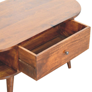 Solid Mango Wood Oval Coffee Table in Chestnut Finish
