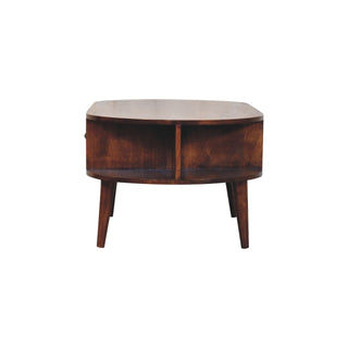 Solid Mango Wood Oval Coffee Table in Chestnut Finish