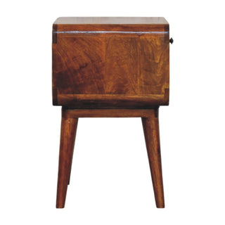 Curved 1 Drawer Bedside Table in Chestnut Finish