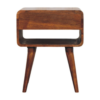 Curved 1 Drawer Bedside Table in Chestnut Finish