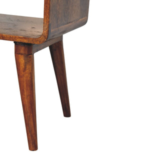 Curved 1 Drawer Bedside Table in Chestnut Finish