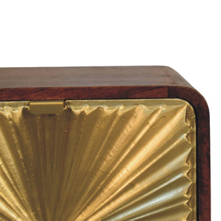 Avora Solid Mango Wood Bedside Table, Brass Plated
