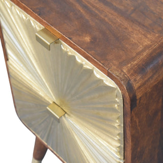 Avora Solid Mango Wood Bedside Table, Brass Plated