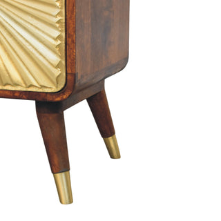 Avora Solid Mango Wood Bedside Table, Brass Plated