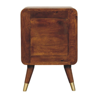 Avora Solid Mango Wood Bedside Table, Brass Plated