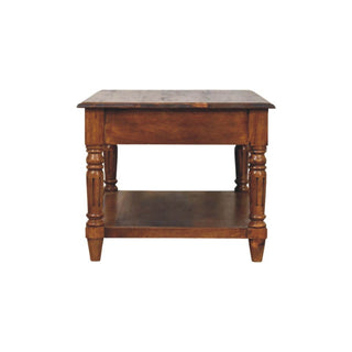 Turned Legs Mango Wood Coffee Table, Chestnut Finish
