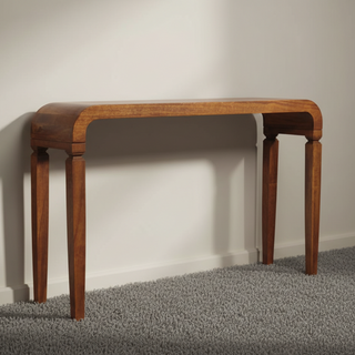 Arcus Mango Wood Console Table in Amber Oak Finish