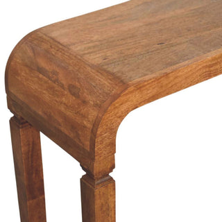 Arcus Mango Wood Console Table in Amber Oak Finish