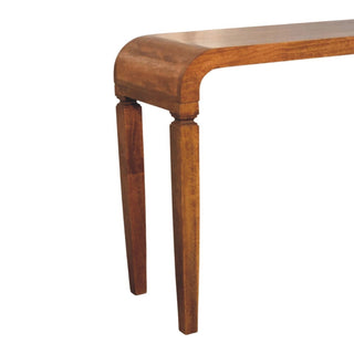 Arcus Mango Wood Console Table in Amber Oak Finish