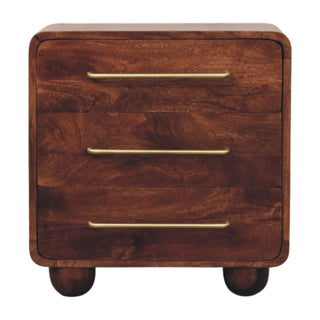 Solid Mango Wood Bedside Table in Winewood Finish