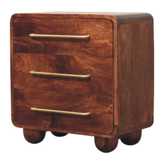 Solid Mango Wood Bedside Table in Winewood Finish