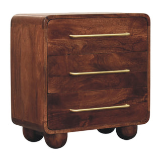 Solid Mango Wood Bedside Table in Winewood Finish