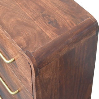 Solid Mango Wood Bedside Table in Winewood Finish