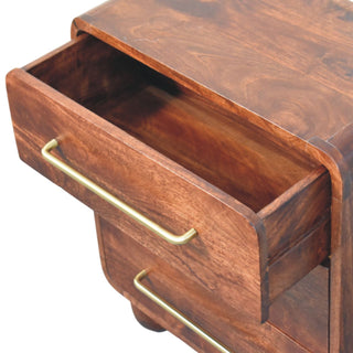 Solid Mango Wood Bedside Table in Winewood Finish