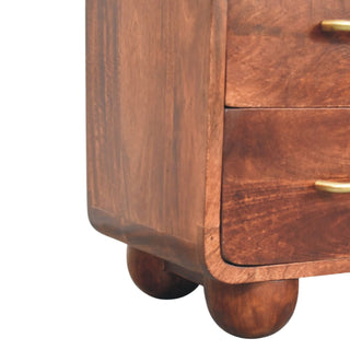 Solid Mango Wood Bedside Table in Winewood Finish