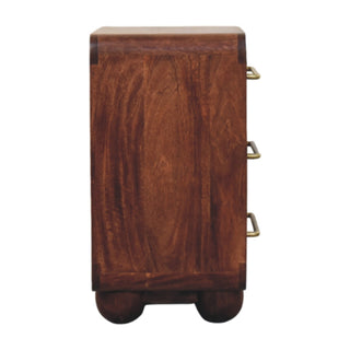Solid Mango Wood Bedside Table in Winewood Finish