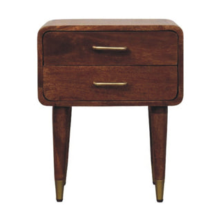 Valenza Solid Wood Bedside Table in Almond Finish