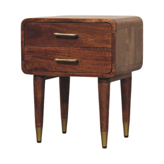 Valenza Solid Wood Bedside Table in Almond Finish