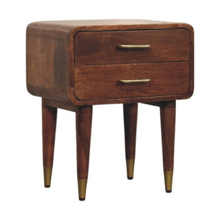 Valenza Solid Wood Bedside Table in Almond Finish