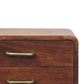 Valenza Solid Wood Bedside Table in Almond Finish