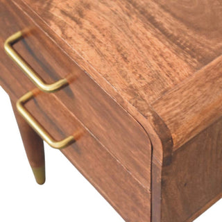Valenza Solid Wood Bedside Table in Almond Finish