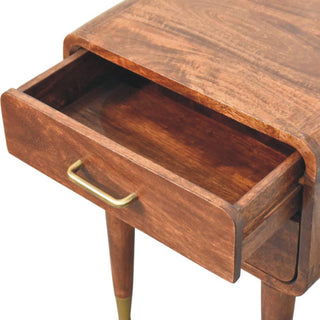 Valenza Solid Wood Bedside Table in Almond Finish
