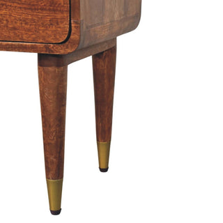 Valenza Solid Wood Bedside Table in Almond Finish