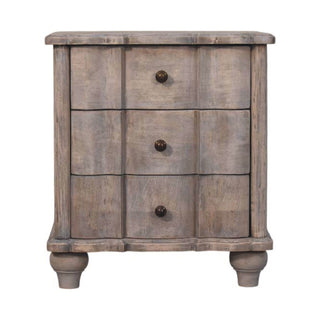 Lume Solid Mango Wood Bedside Table in Acid Wash Finisb