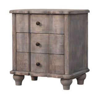 Lume Solid Mango Wood Bedside Table in Acid Wash Finisb