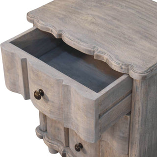 Lume Solid Mango Wood Bedside Table in Acid Wash Finisb