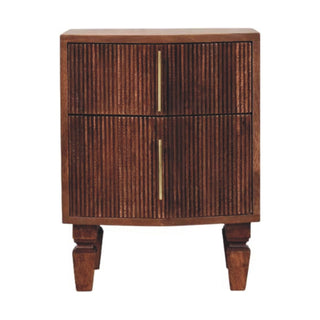 Harper Grooved 2 Drawer Bedside Table, Solid Mango Wood