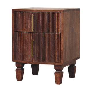 Harper Grooved 2 Drawer Bedside Table, Solid Mango Wood