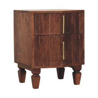 Harper Grooved 2 Drawer Bedside Table, Solid Mango Wood