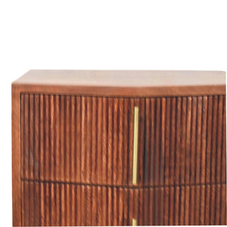 Harper Grooved 2 Drawer Bedside Table, Solid Mango Wood