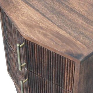 Harper Grooved 2 Drawer Bedside Table, Solid Mango Wood