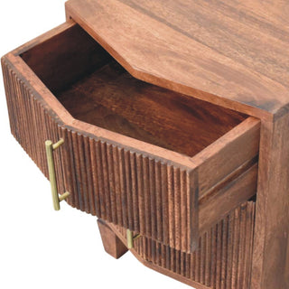 Harper Grooved 2 Drawer Bedside Table, Solid Mango Wood