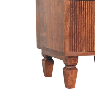 Harper Grooved 2 Drawer Bedside Table, Solid Mango Wood