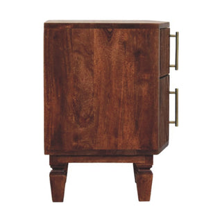 Harper Grooved 2 Drawer Bedside Table, Solid Mango Wood