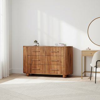 Ridgefront Solid Mango Wood Six-Drawer Chest