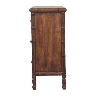 Bamboo Carved 3 Drawer Chest, Solid Mango Wood