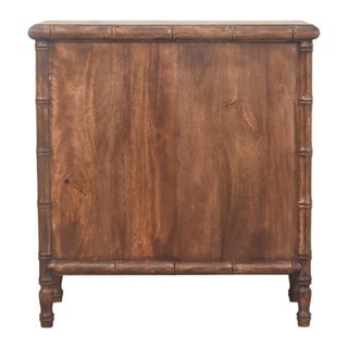 Bamboo Carved 3 Drawer Chest, Solid Mango Wood