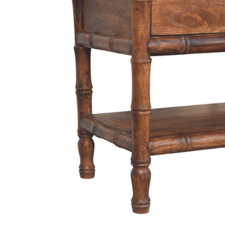 Bamboo Carved Storage Bench, Solid Mango Wood