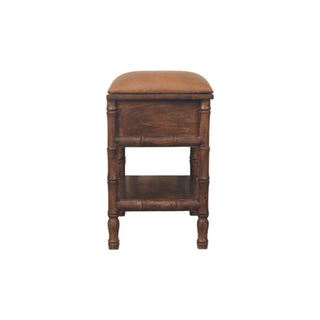 Bamboo Carved Storage Bench, Solid Mango Wood